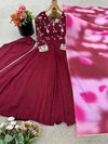 Jf 029 Crunchy Silk With Embroidery Sequence Work Anarkali Dress